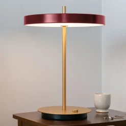UMAGE LED tafellamp Asteria Table, USB, robijnrood/messing