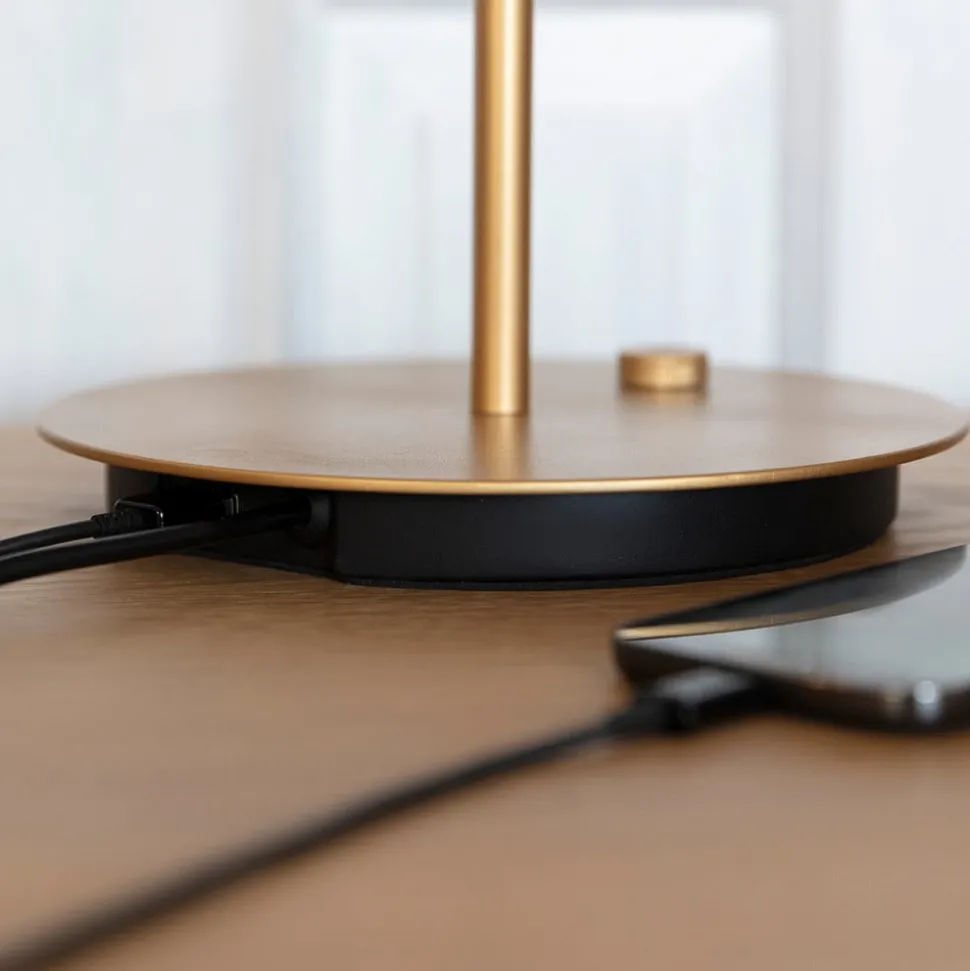 UMAGE LED tafellamp Asteria Table, USB, robijnrood/messing