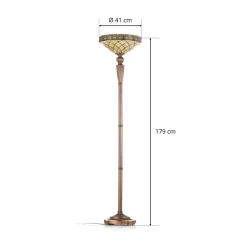Uplighter vloerlamp Diamond in Tiffany-stijl