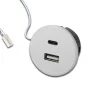 USB-A wandcontactdoos + USB-C, wit, meubelinbouw, 24V ingang, 20W