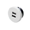USB-dubbele stekkerdoos, rond, wit