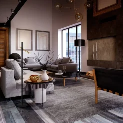 Varas LED vloerlamp, zwart/goud, 2-lamps versie