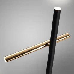 Varas LED vloerlamp, zwart/goud, 2-lamps versie