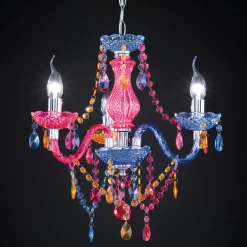 Veelkleurige kroonluchter Perdita m. acryl gordijn