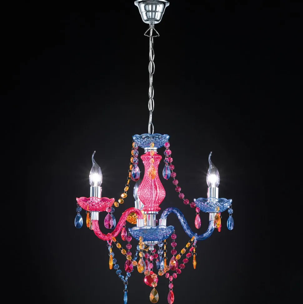 Veelkleurige kroonluchter Perdita m. acryl gordijn