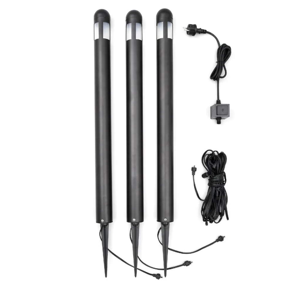 Veelzijdige set van 3 LED tuinpadverlichting Amalfi