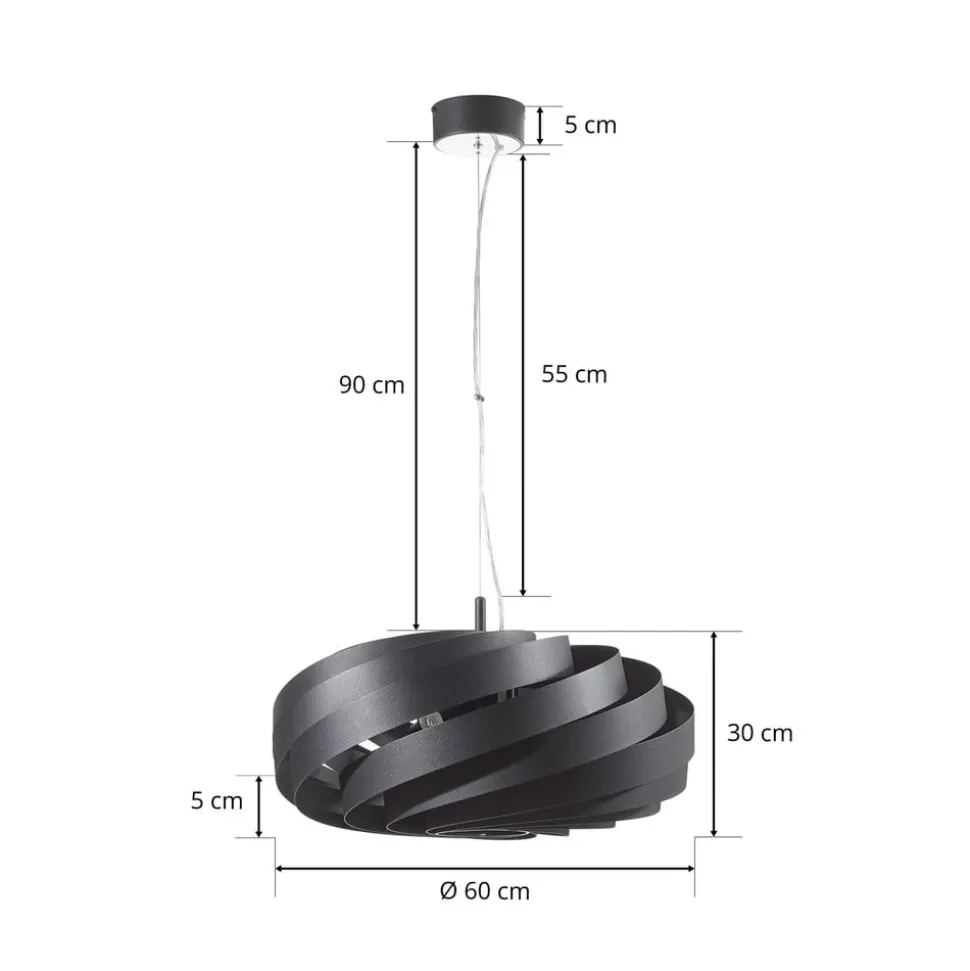 Vento hanglamp, zwart, Ø 60 cm, metaal, E27