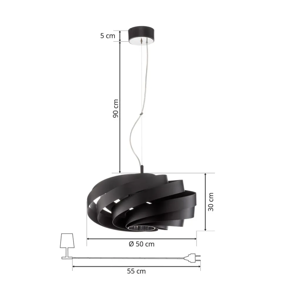 Vento hanglamp, zwart, Ø 50 cm, metaal, E27