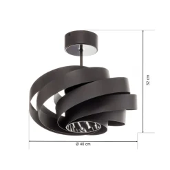 Vento plafondlamp, zwart, Ø 40 cm, metaal, E27