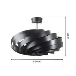 Vento plafondlamp, zwart, Ø 60 cm, metaal, E27