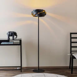 Vento vloerlamp, zwart, metaal, E27, Ø 40 cm
