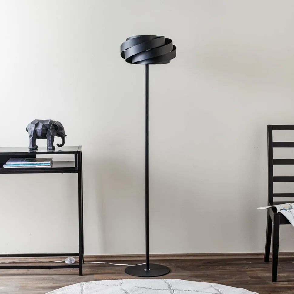 Vento vloerlamp, zwart, metaal, E27, Ø 40 cm