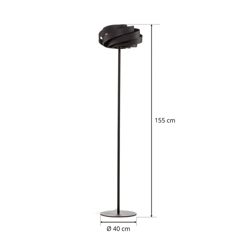 Vento vloerlamp, zwart, metaal, E27, Ø 40 cm