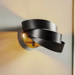 Vento wandlamp, zwart, E14, metaal, 14 cm hoog