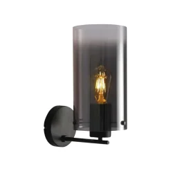Ventotto wandlamp, zwart, rookgrijs, breedte 15 cm, metaal