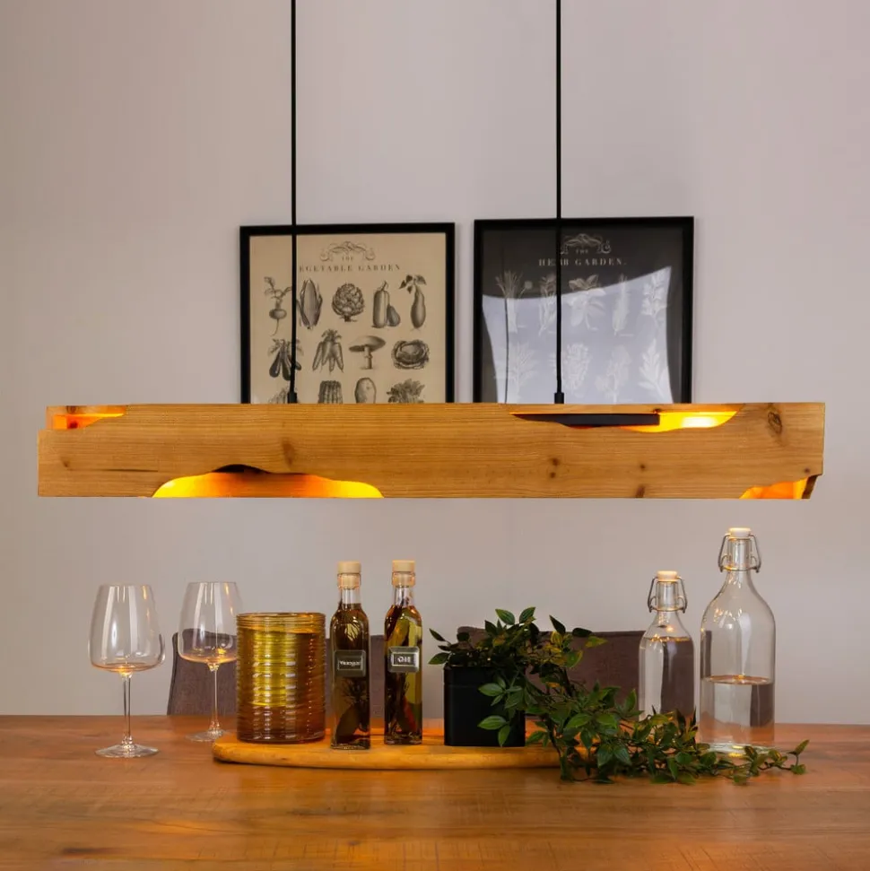 Venus hanglamp, bruin, lengte 100 cm, 4-lamps, hout