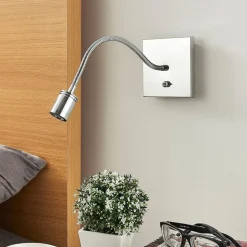 Verchroomde wandleeslamp Berfin, LED