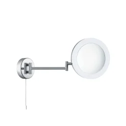 Vergrotende LED-spiegel, chroomkleurig/gebloemd, IP44, Ø 20 cm