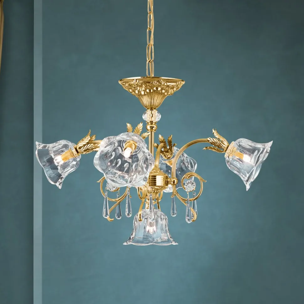 Vergulde kroonluchter KAISA, 5-lichts