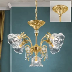 Vergulde kroonluchter KAISA, 5-lichts