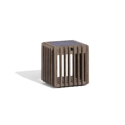 Verti LED tafellamp op zonne-energie, teak-grijs, 3.000 K, 300 lm