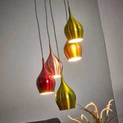 Vibrant - hanglamp m. kleurige schermen 5 lichtbr.