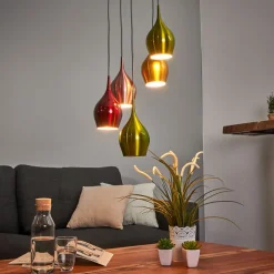 Vibrant - hanglamp m. kleurige schermen 5 lichtbr.