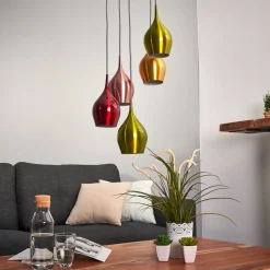 Vibrant - hanglamp m. kleurige schermen 5 lichtbr.