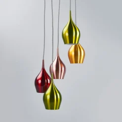 Vibrant - hanglamp m. kleurige schermen 5 lichtbr.