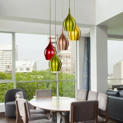 Vibrant - hanglamp m. kleurige schermen 5 lichtbr.