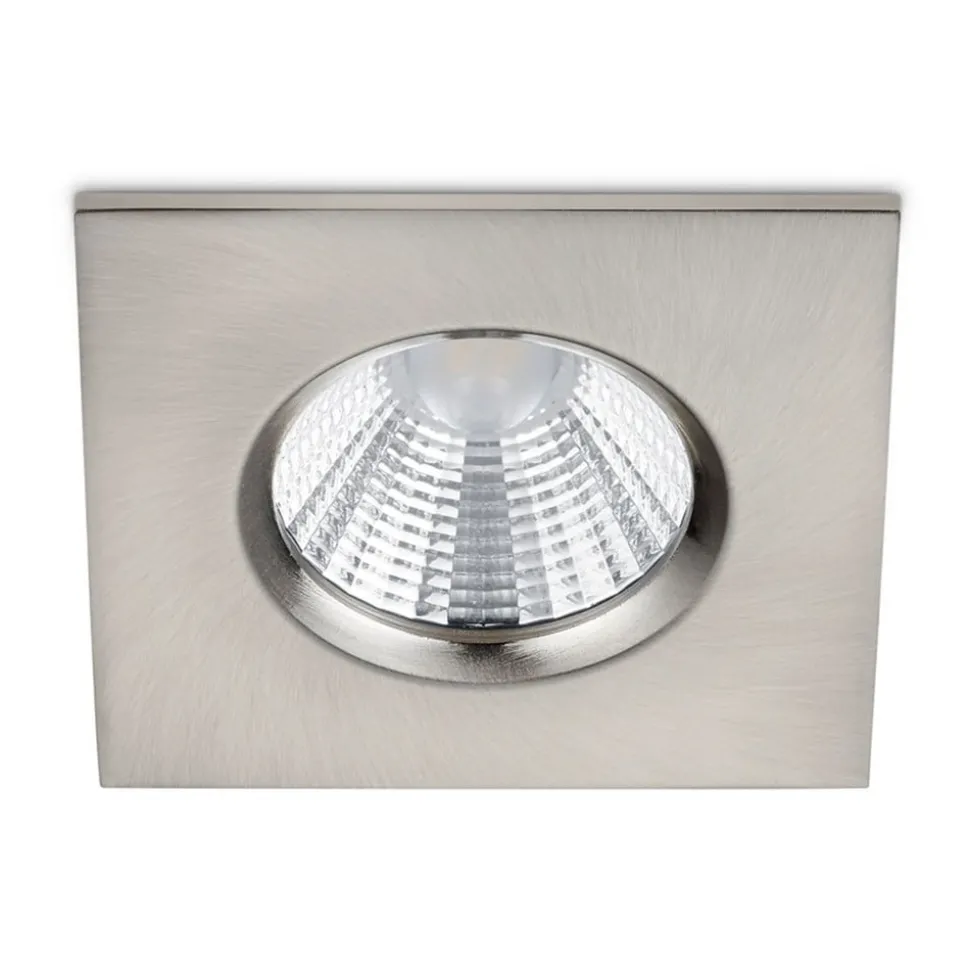Vierkante LED inbouwspot Zagros IP65 in mat nikkel