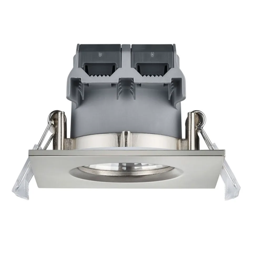 Vierkante LED inbouwspot Zagros IP65 in mat nikkel