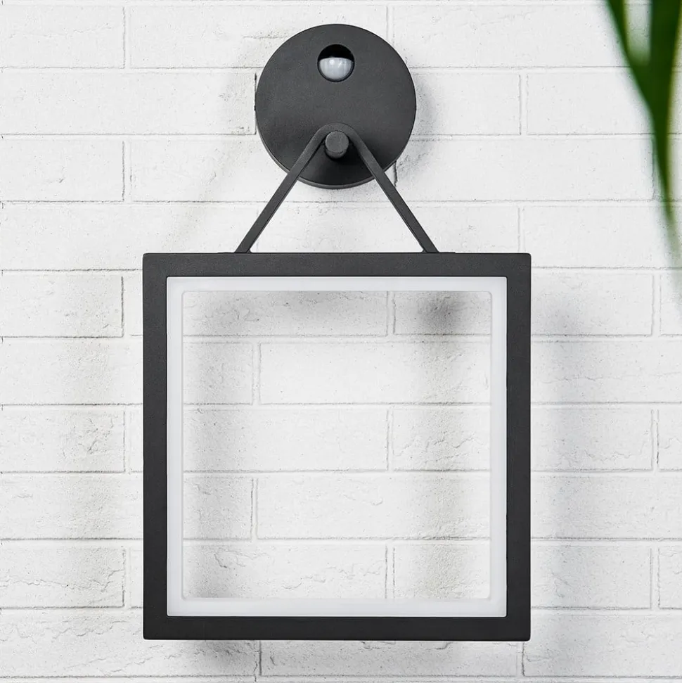 Vierkante LED wandlamp met bewegingsmelder