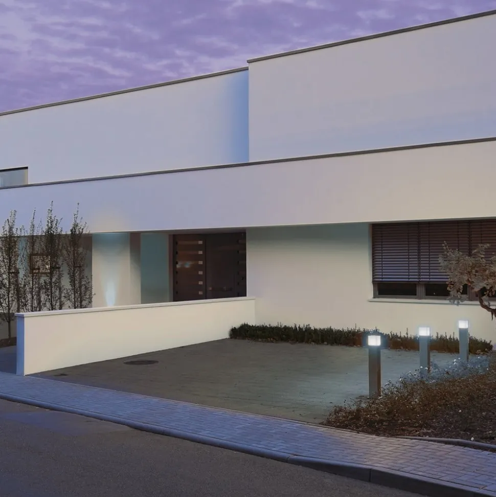 Vierkante tuinpadverlichting SLV, hoogte 90 cm, grijs, roestvrij staal