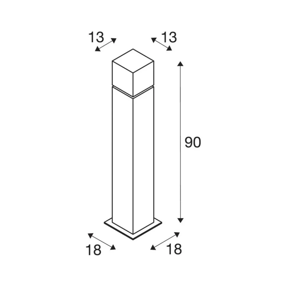 Vierkante tuinpadverlichting SLV, hoogte 90 cm, grijs, roestvrij staal
