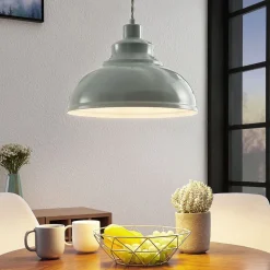 Vintage hanglamp Albertine, metaal, lichtblauw