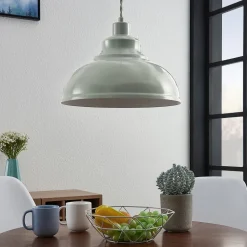 Vintage hanglamp Albertine, metaal, lichtblauw