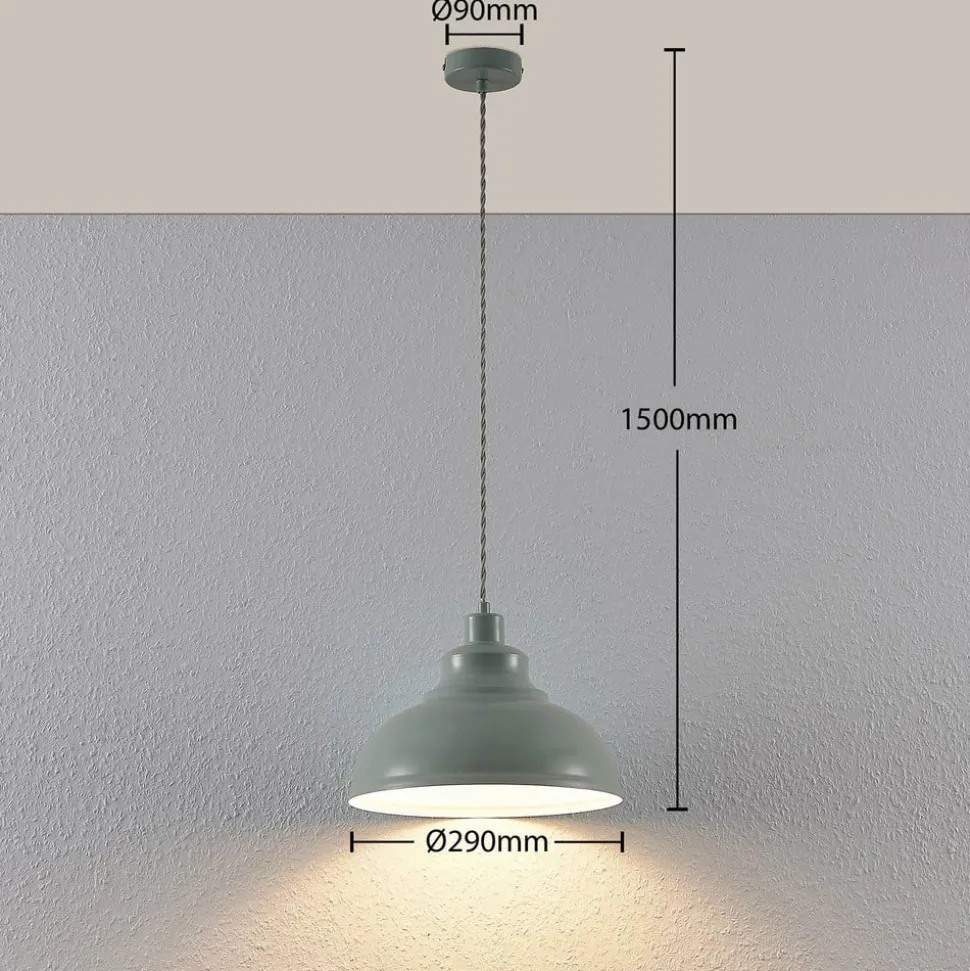 Vintage hanglamp Albertine, metaal, lichtblauw