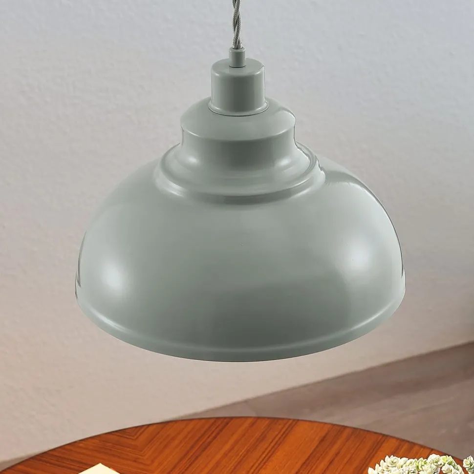 Vintage hanglamp Albertine, metaal, lichtblauw