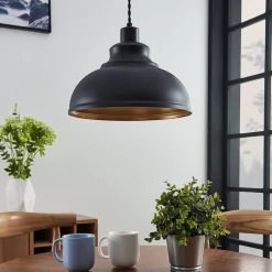 Vintage hanglamp Albertine, metaal, zwart