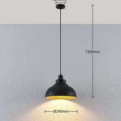 Vintage hanglamp Albertine, metaal, zwart