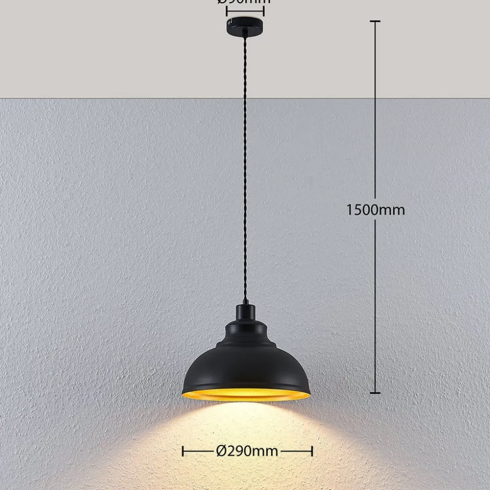 Vintage hanglamp Albertine, metaal, zwart