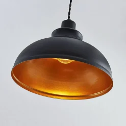 Vintage hanglamp Albertine, metaal, zwart