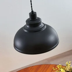 Vintage hanglamp Albertine, metaal, zwart