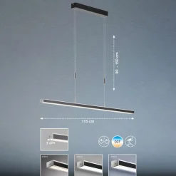 Vitan LED hanglamp, zandzwart, lengte 115 cm, 2-lamps, CCT