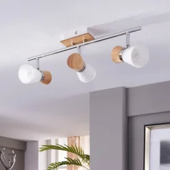 Vivica - 3-pits plafondlamp met houten elementen