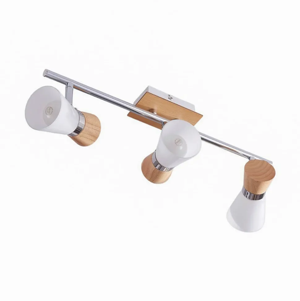 Vivica - 3-pits plafondlamp met houten elementen