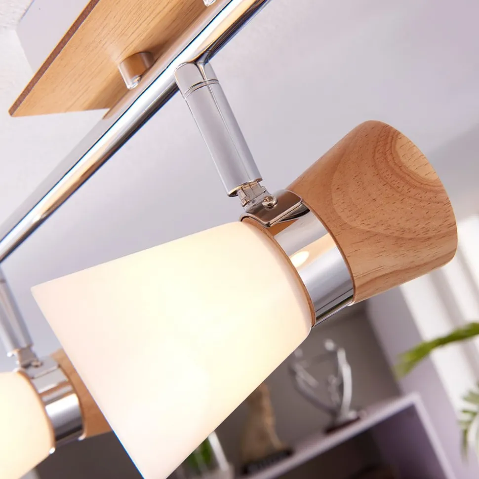 Vivica - 3-pits plafondlamp met houten elementen