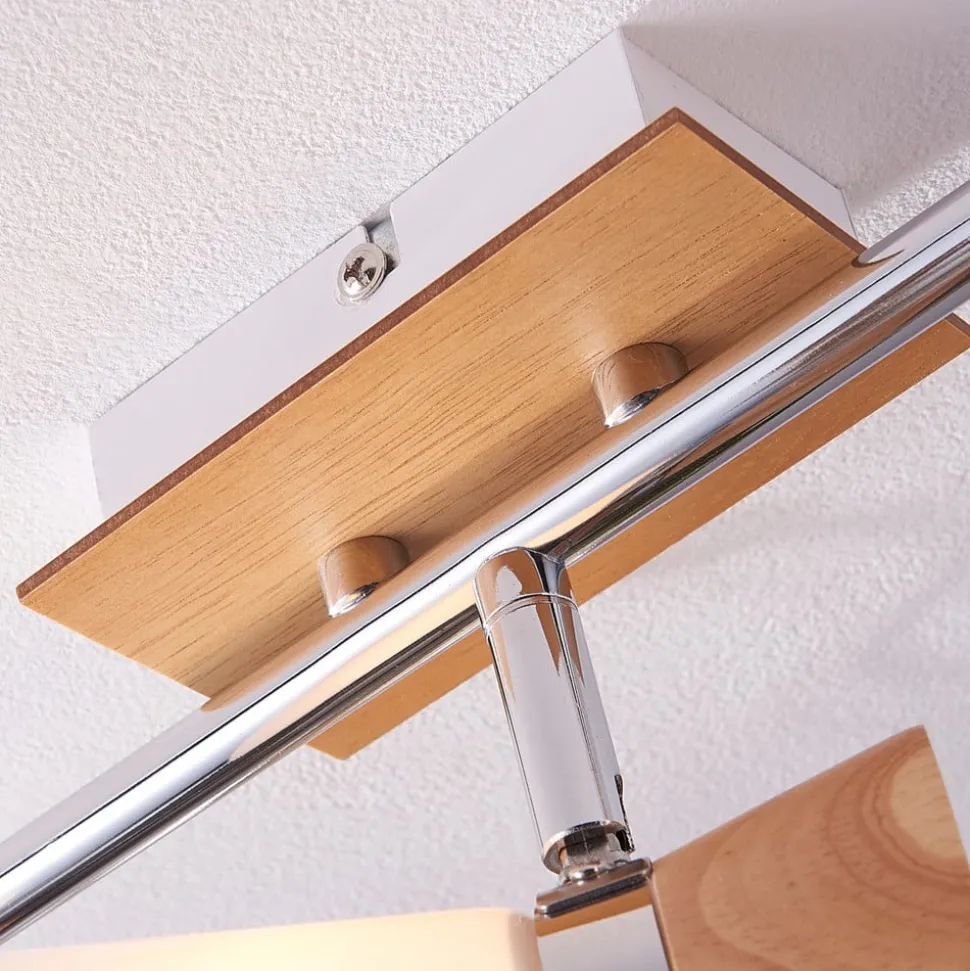 Vivica - 3-pits plafondlamp met houten elementen