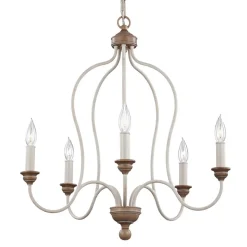 5-vlammige kroonluchter Hartsville in kalkwit